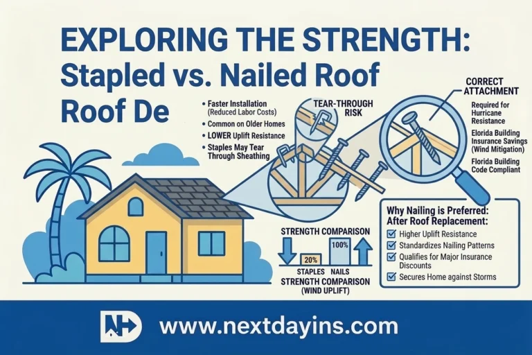 Exploring the Strength of Stapled vs. Nailed Roof Decks: Importance of Renailing in Florida