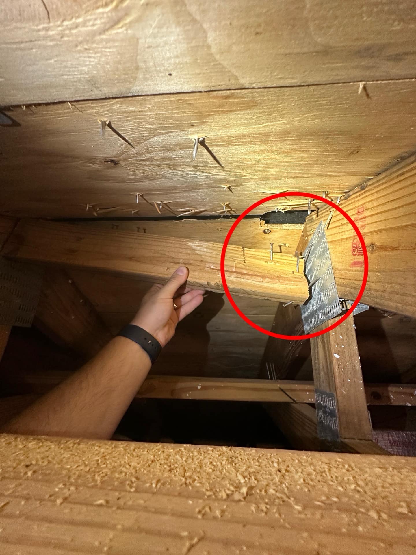 blocking 2×4 on roof damaged